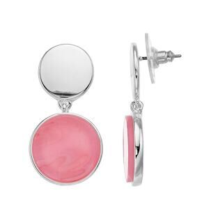 3/15 NWT Nine West Silver-Tone Pink Double Drop Earrings